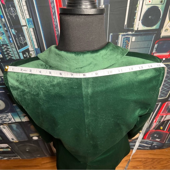 OO LA LA Green Velvet Blazer with Mona Lisa Pattern Lining Women's Size 8 - Picture 8 of 14